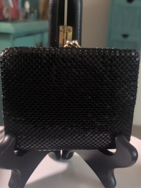 VTG Black Metal  Y&S Multi Fold Wallet And Change Purse